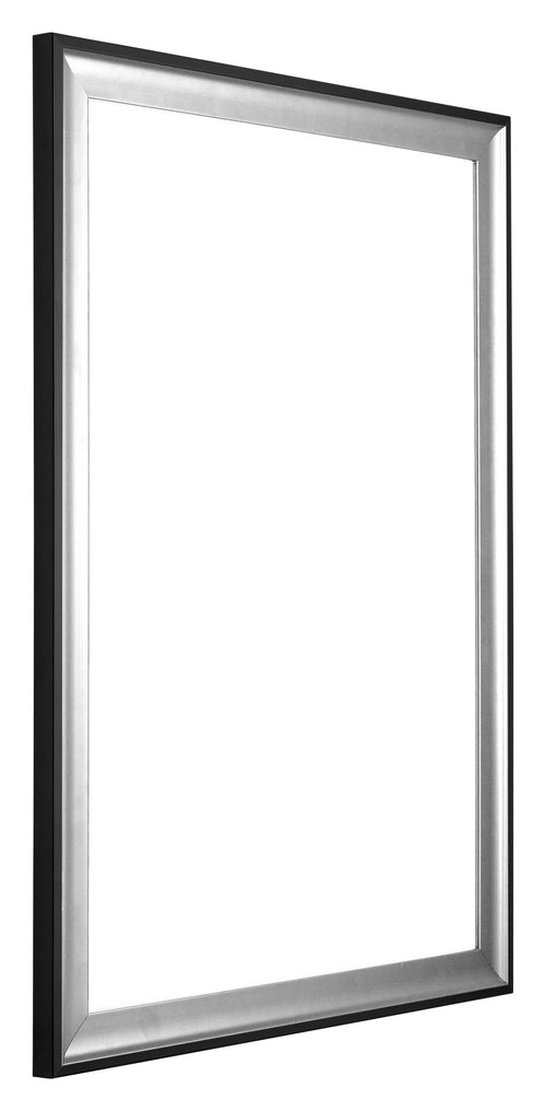 Birmingham Legna Cornice 42x60cm Nero Argento Lucido Davanti Obliquo | Yourdecoration.it