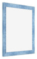 Cornice 20x20cm Blu Acceso Spazzato MDF Pisa Davanti Obliquo | Yourdecoration.it