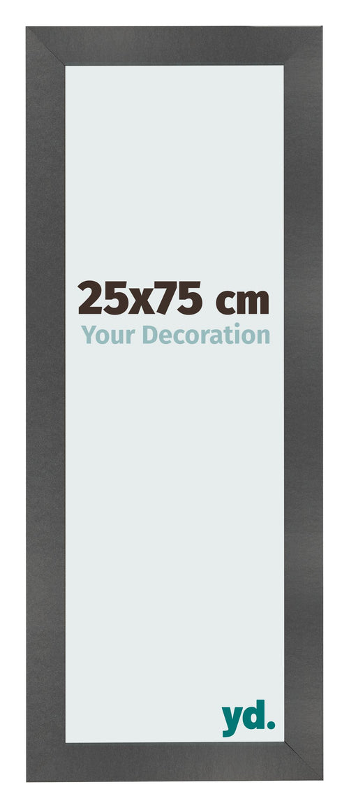 Cornice 25x75cm Nero Argento Lucido MDF Pisa Davanti Dimensione | Yourdecoration.it