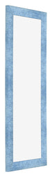 Cornice 37 5x98cm Blu Acceso Spazzato MDF Pisa Davanti Obliquo | Yourdecoration.it