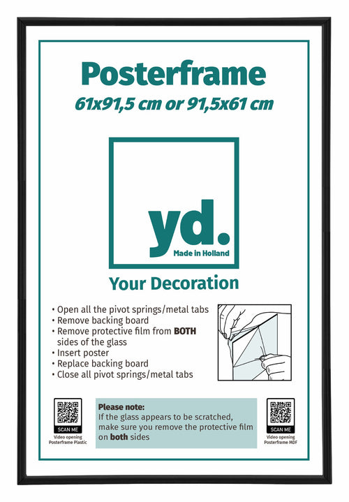 Cornice per Poster 61x91 5cm Nero Plastica Davanti Inserto Papier | Yourdecoration.it