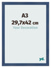 Cornice A3 - 29,7x42 cm - Blu Scuro Spazzato - MDF - Pisa