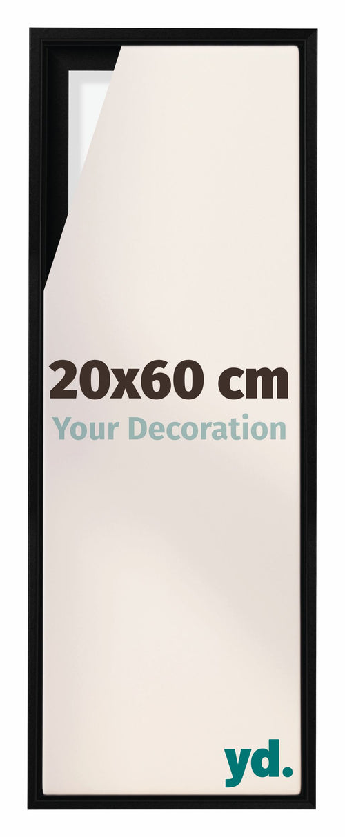 Lyon MDF Cornice a Cassetta 20x60cm Nero Opaco Davanti Dimensione | Yourdecoration.it
