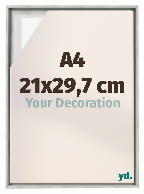 Lyon MDF Cornice a Cassetta 21x29 7cm A4 Argento Opaco Davanti Dimensione | Yourdecoration.it