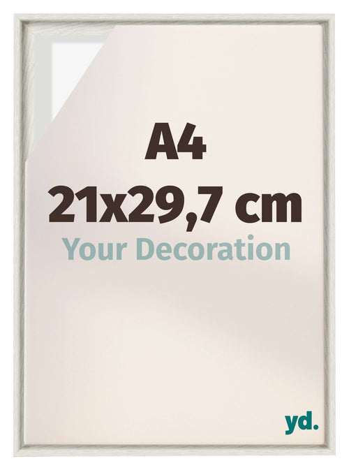 Lyon MDF Cornice a Cassetta 21x29 7cm A4 White Wash Davanti Dimensione | Yourdecoration.it