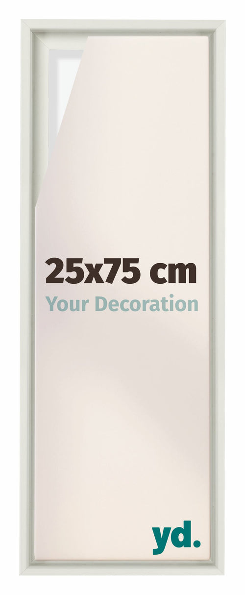 Lyon MDF Cornice a Cassetta 25x75cm Bianco Opaco Davanti Dimensione | Yourdecoration.it
