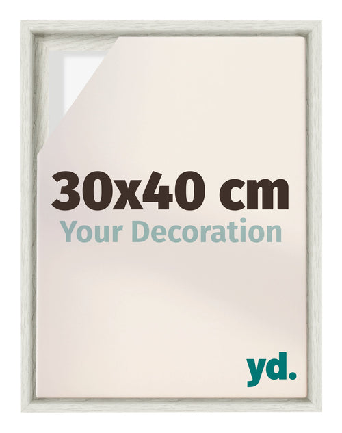 Lyon MDF Cornice a Cassetta 30x40cm White Wash Davanti Dimensione | Yourdecoration.it
