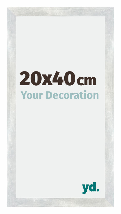 Mura MDF Cornice 20x40cm Argento Lucido Vintage Davanti Dimensione | Yourdecoration.it