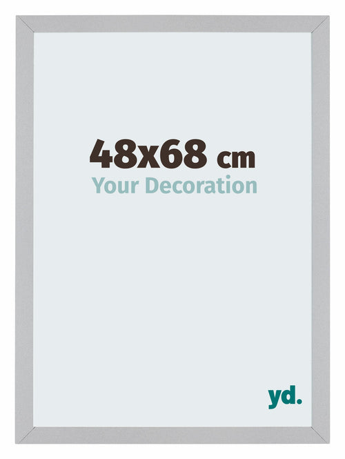 Mura MDF Cornice 48x68cm Argento Lucido Vintage Davanti Obliquo | Yourdecoration.it