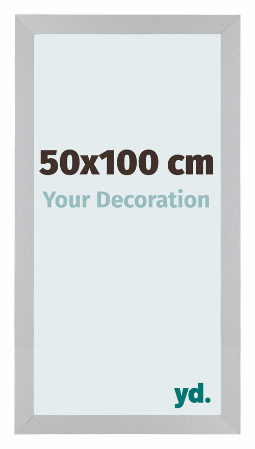 Mura MDF Cornice 50x100cm Argento Opaco Davanti Dimensione | Yourdecoration.it