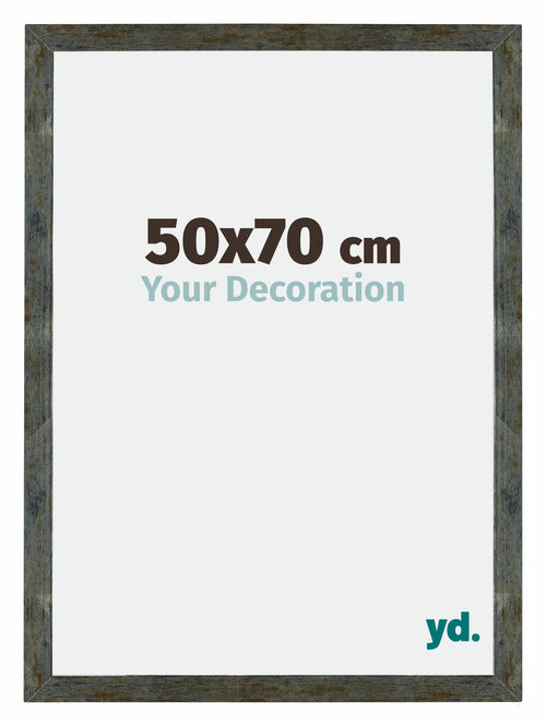Mura MDF Cornice 50x70cm Blu Oro Fondente Davanti Dimensione | Yourdecoration.it
