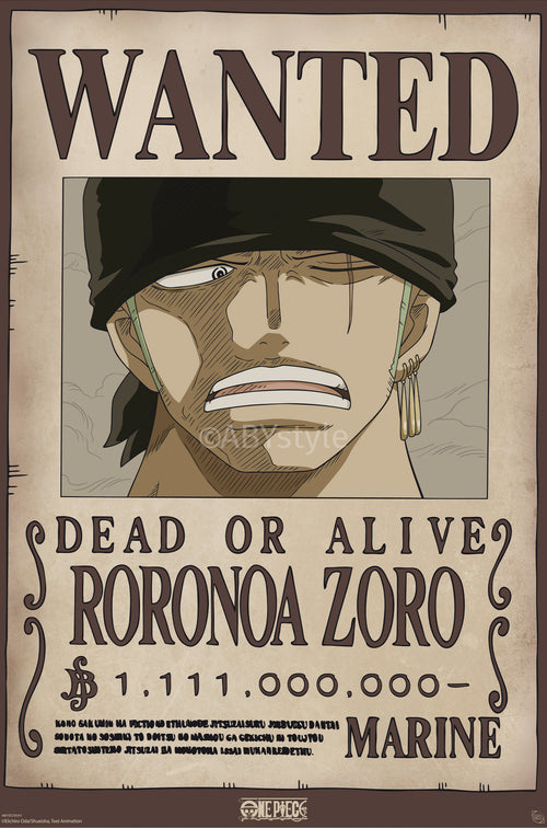 Poster One Piece Wanted Zoro Wano 61x91 5cm Abystyle GBYDCO619 | Yourdecoration.it