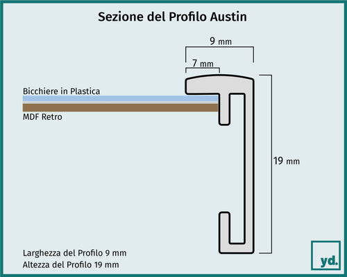 Cornice 45x45 cm - Nero Lucente - Alluminio - Austin