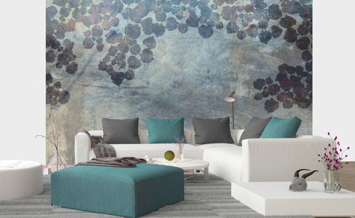 Dimex Blue Leaves Abstract Carta Da Parati In Tessuto Non Tessuto 375X250cm 5 Strisce Ambiente | Yourdecoration.it