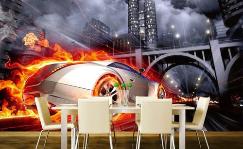 Dimex Car In Flames Carta Da Parati In Tessuto Non Tessuto 375X250cm 5 Strisce Ambiente_92C6F629 15B9 42D1 A95D C32Cec596C0A | Yourdecoration.it