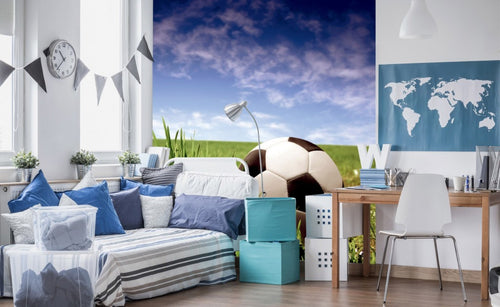 Dimex Soccer Ball Carta Da Parati In Tessuto Non Tessuto 225X250cm 3 Strisce Ambiente | Yourdecoration.it