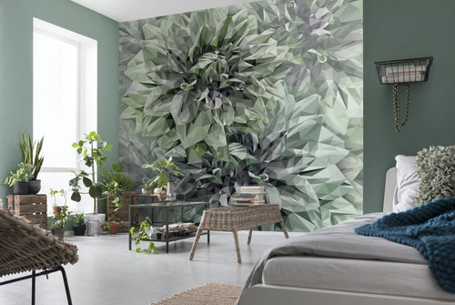 komar_vlies_carta da parati_INX6_036_Emerald_Flowers_ambiente | Yourdecoration.it