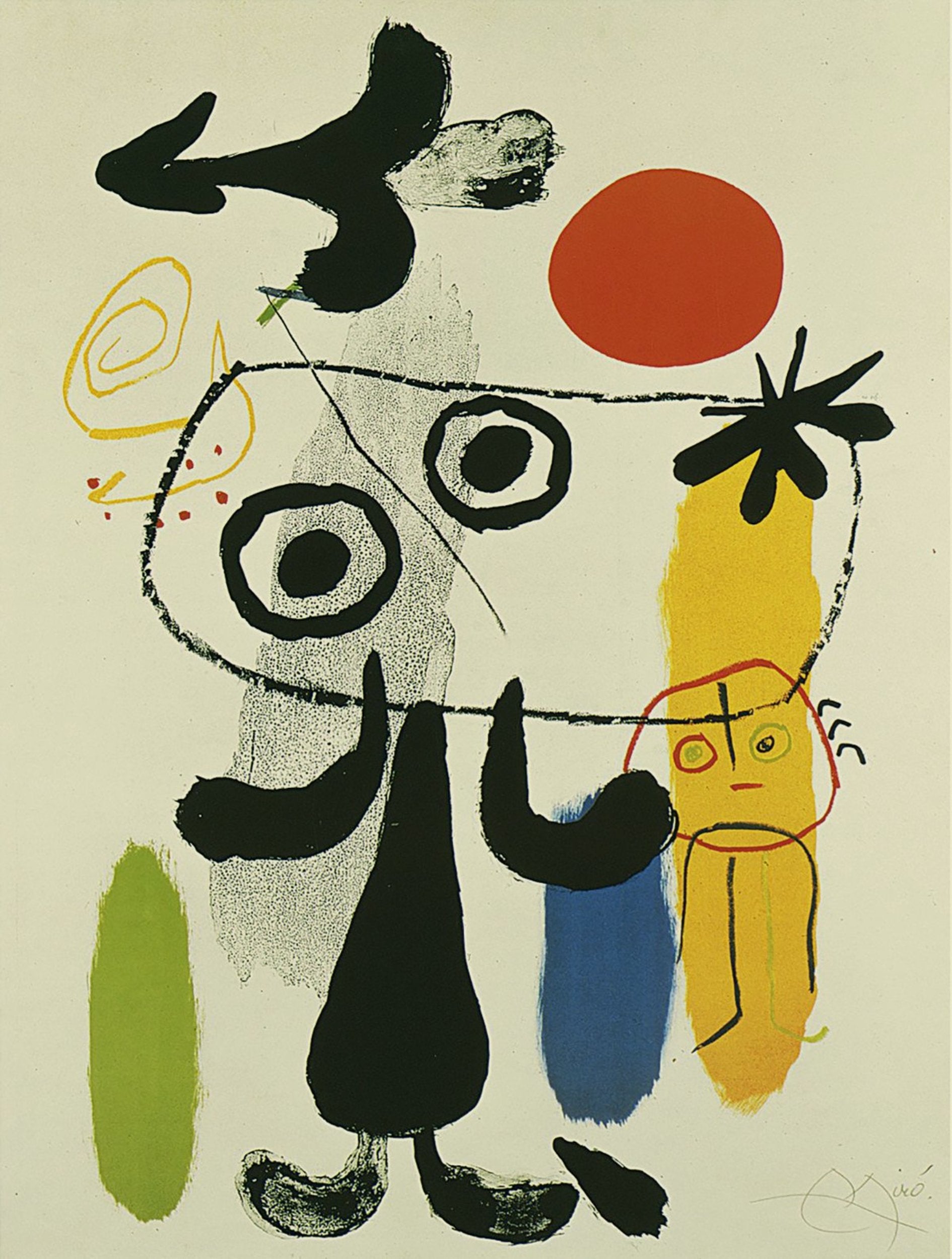 Stampa d'arte Joan Miro Figur gegen rote Sonne II 70x100cm