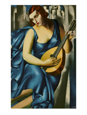 Stampa d arte Tamara De Lempicka Donna in Blu suona mandolino 60x80cm TDL 16 | Yourdecoration.it