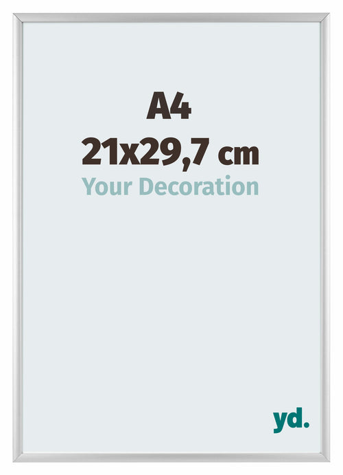 Aurora Alluminio Cornice 21x29-7cm A4 Argento Opaco Davanti Dimensione | Yourdecoration.it