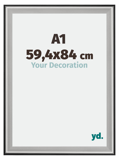 Birmingham Legna Cornice 59 4x84cm A1 Nero Argento Lucido Dimensione | Yourdecoration.it