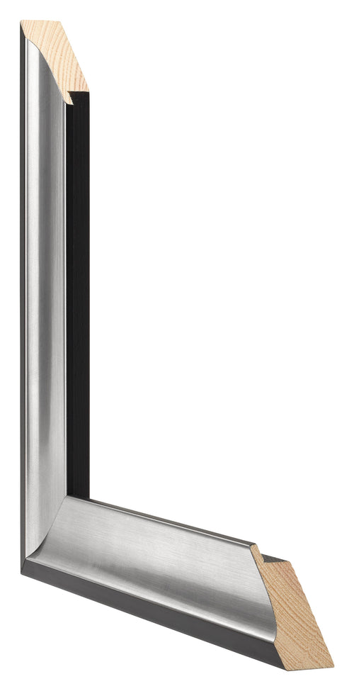 Birmingham Legna Cornice 70x100cm Nero Argento Lucido Dettaglio Intersezione | Yourdecoration.it