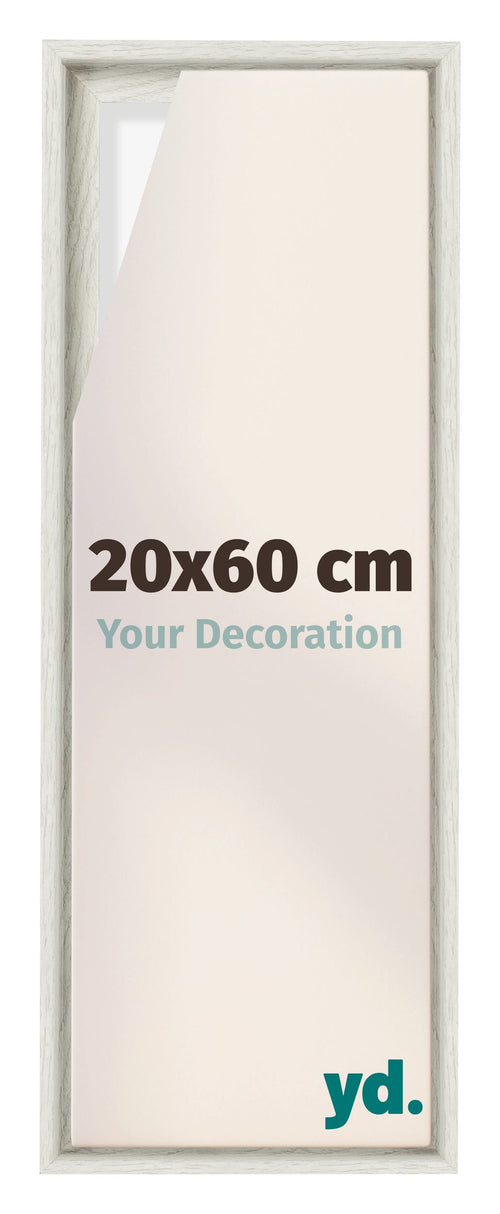 Lyon MDF Cornice a Cassetta 20x60cm White Wash Davanti Dimensione | Yourdecoration.it