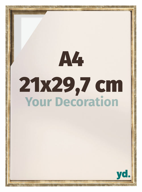 Lyon MDF Cornice a Cassetta 21x29 7cm A4 Oro Antico Davanti Dimensione | Yourdecoration.it