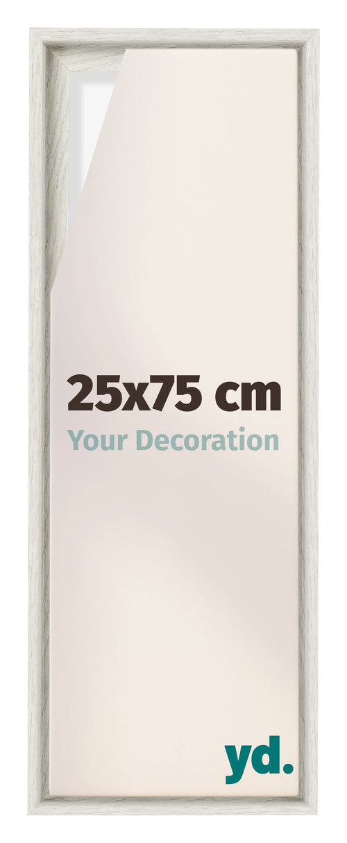 Lyon MDF Cornice a Cassetta 25x75cm White Wash Davanti Dimensione | Yourdecoration.it