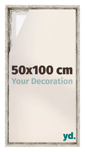 Lyon MDF Cornice a Cassetta 50x100cm Bianco Vintage Davanti Dimensione | Yourdecoration.it