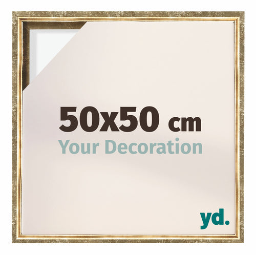 Lyon MDF Cornice a Cassetta 50x50cm Oro Antico Davanti Dimensione | Yourdecoration.it