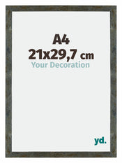 Mura MDF Cornice 21x29,7cm Blu Oro Fondente Davanti Dimensione | Yourdecoration.it