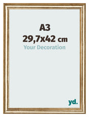 Cornice 29 7x42cm A3 Oro Antico MDF Lazio Davanti Dimensione | Yourdecoration.it