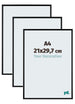 Aurora Alluminio Cornice 21x29-7cm A4 Set Di 3 Nero Opaco Davanti Dimensione | Yourdecoration.it