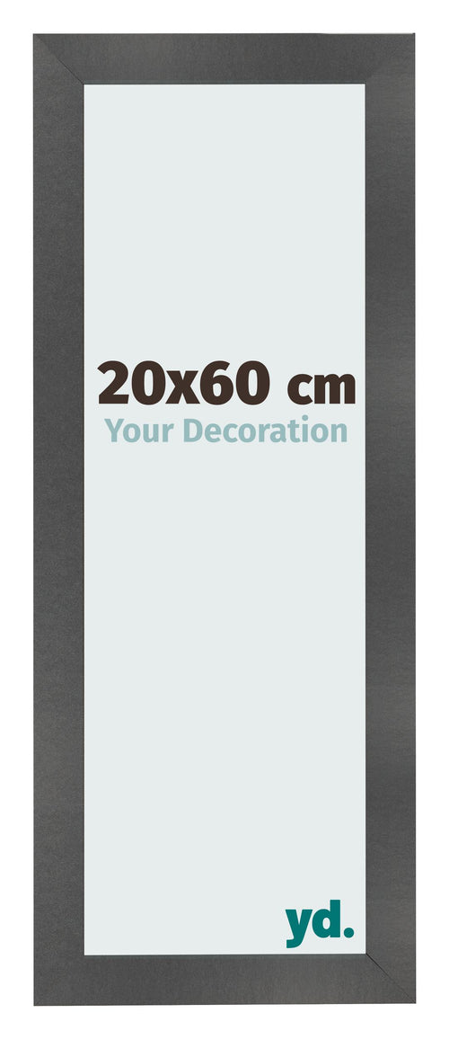 Cornice 20x60cm Nero Argento Lucido MDF Pisa Davanti Dimensione | Yourdecoration.it