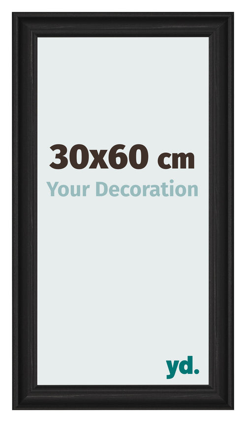 Cornice 30x60cm Grana Di Legno Nero MDF Lazio Davanti Dimensione | Yourdecoration.it