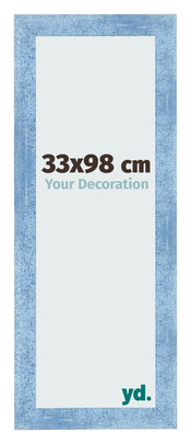 Cornice 33x98cm Blu Acceso Spazzato MDF Pisa Davanti Dimensione | Yourdecoration.it