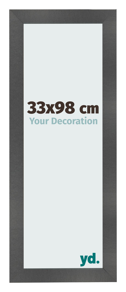 Cornice 33x98cm Nero Argento Lucido MDF Pisa Davanti Dimensione | Yourdecoration.it