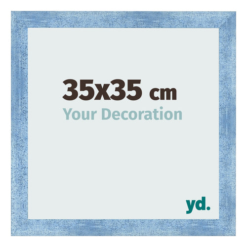 Cornice 35x35cm Blu Acceso Spazzato MDF Pisa Davanti Dimensione | Yourdecoration.it
