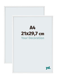 Aurora Alluminio Cornice 21x29-7cm A4 Set Di 2 Bianco Lucente Davanti Dimensione | Yourdecoration.it