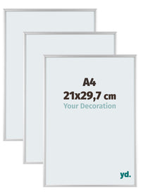 Aurora Alluminio Cornice 21x29-7cm A4 Set Di 3 Argento Opaco Davanti Dimensione | Yourdecoration.it