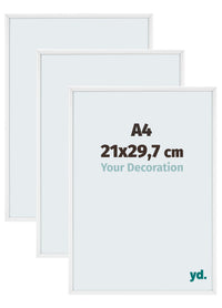 Aurora Alluminio Cornice 21x29-7cm A4 Set Di 3 Bianco Lucente Davanti Dimensione | Yourdecoration.it