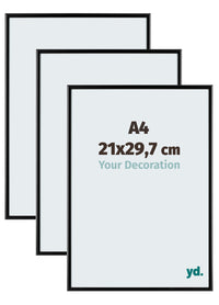 Aurora Alluminio Cornice 21x29-7cm A4 Set Di 3 Nero Opaco Davanti Dimensione | Yourdecoration.it