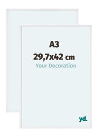 Aurora Alluminio Cornice 29-7x42cm A3 Set Di 2 Bianco Lucente Davanti Dimensione | Yourdecoration.it