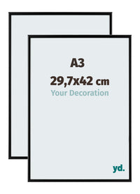 Aurora Alluminio Cornice 29-7x42cm A3 Set Di 2 Nero Opaco Davanti Dimensione | Yourdecoration.it