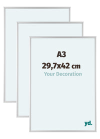 Aurora Alluminio Cornice 29-7x42cm A3 Set Di 3 Argento Opaco Davanti Dimensione | Yourdecoration.it
