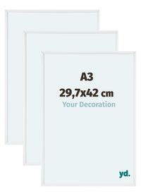 Aurora Alluminio Cornice 29-7x42cm A3 Set Di 3 Bianco Lucente Davanti Dimensione | Yourdecoration.it