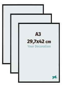 Aurora Alluminio Cornice 29-7x42cm A3 Set Di 3 Nero Opaco Davanti Dimensione | Yourdecoration.it