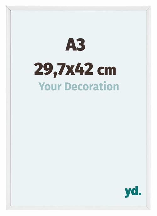 Aurora Alluminio Cornice 29-7x42cm Bianco Lucente Davanti Dimensione | Yourdecoration.it
