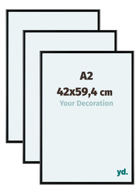 Aurora Alluminio Cornice 42x59-4cm A2 Set Di 3 Nero Opaco Davanti Dimensione | Yourdecoration.it
